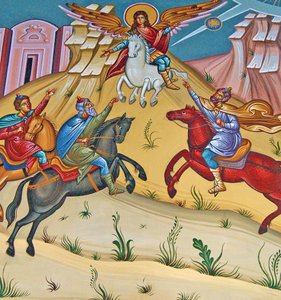 The Archangel Michael on a White Horse Seeing Off Turk Invaders, Cyprus by Cypriot